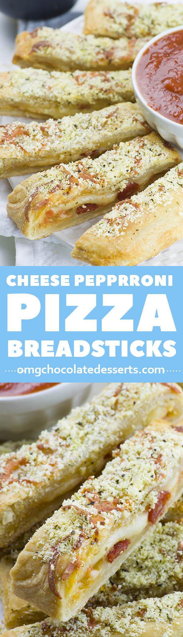 Need a last minute snack for a Game Day? Easy Cheesy Pizza Breadsticks is crowd-pleasing appetizer recipe.