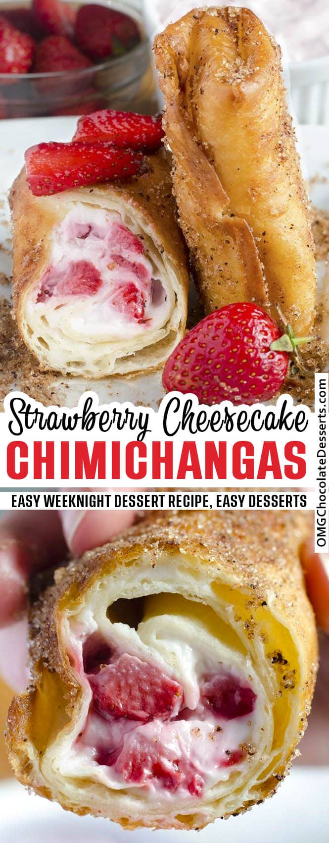 Strawberry Cheesecake Chimichangas - Just a Taste