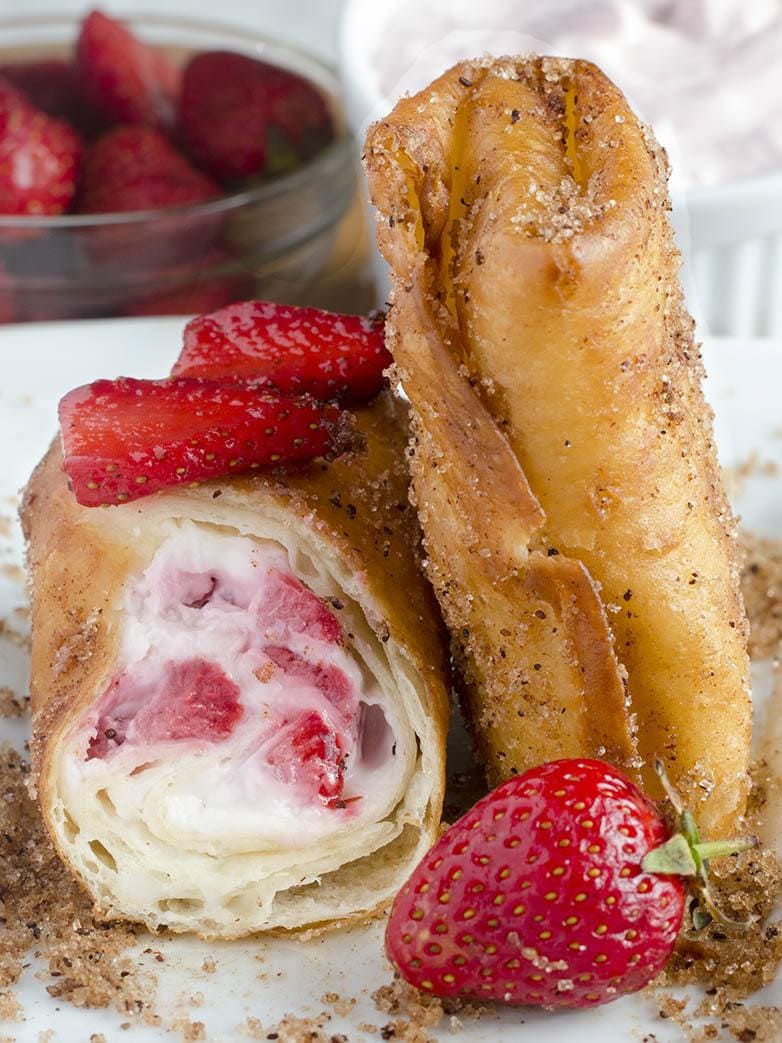 Strawberry Cheesecake Chimichangas - Just a Taste