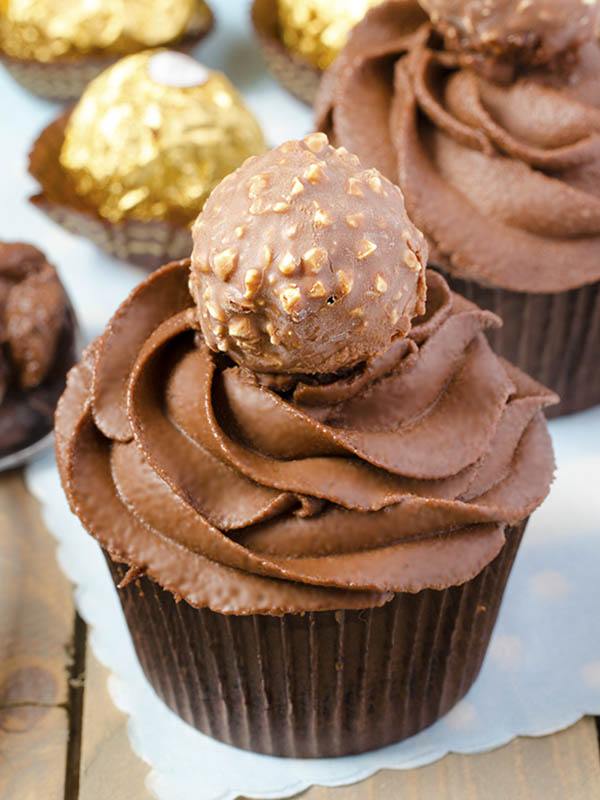 Fererro Rocher Cupcakes on table