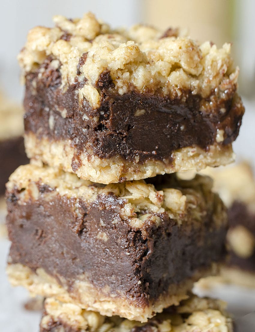 The bars are super moist, buttery, loaded with oats, chocolate and sweet wonderment. 