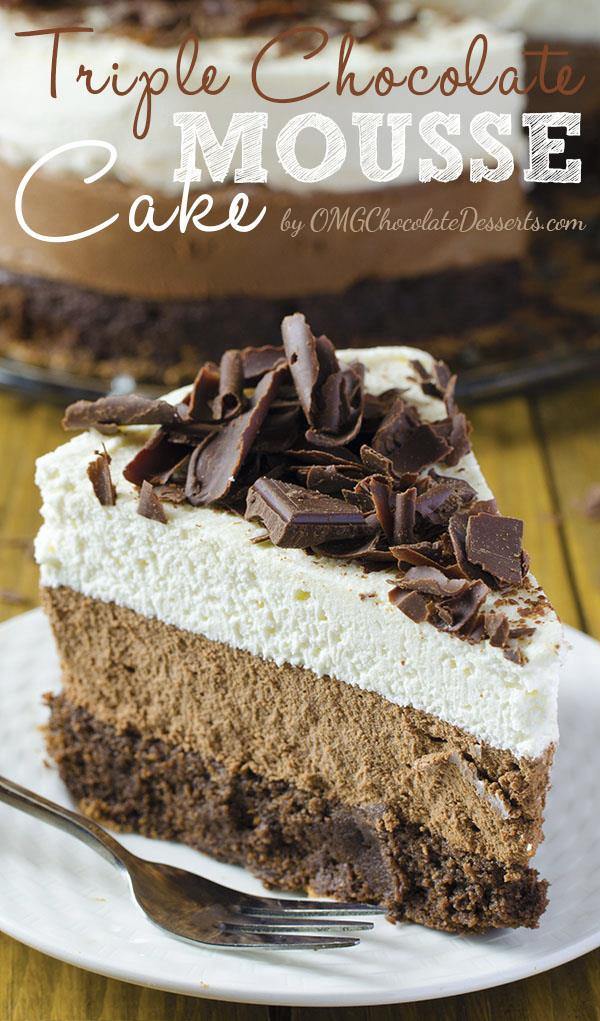 One of the most decadent chocolate cakes ever – Triple Chocolate Mousse Cake.
