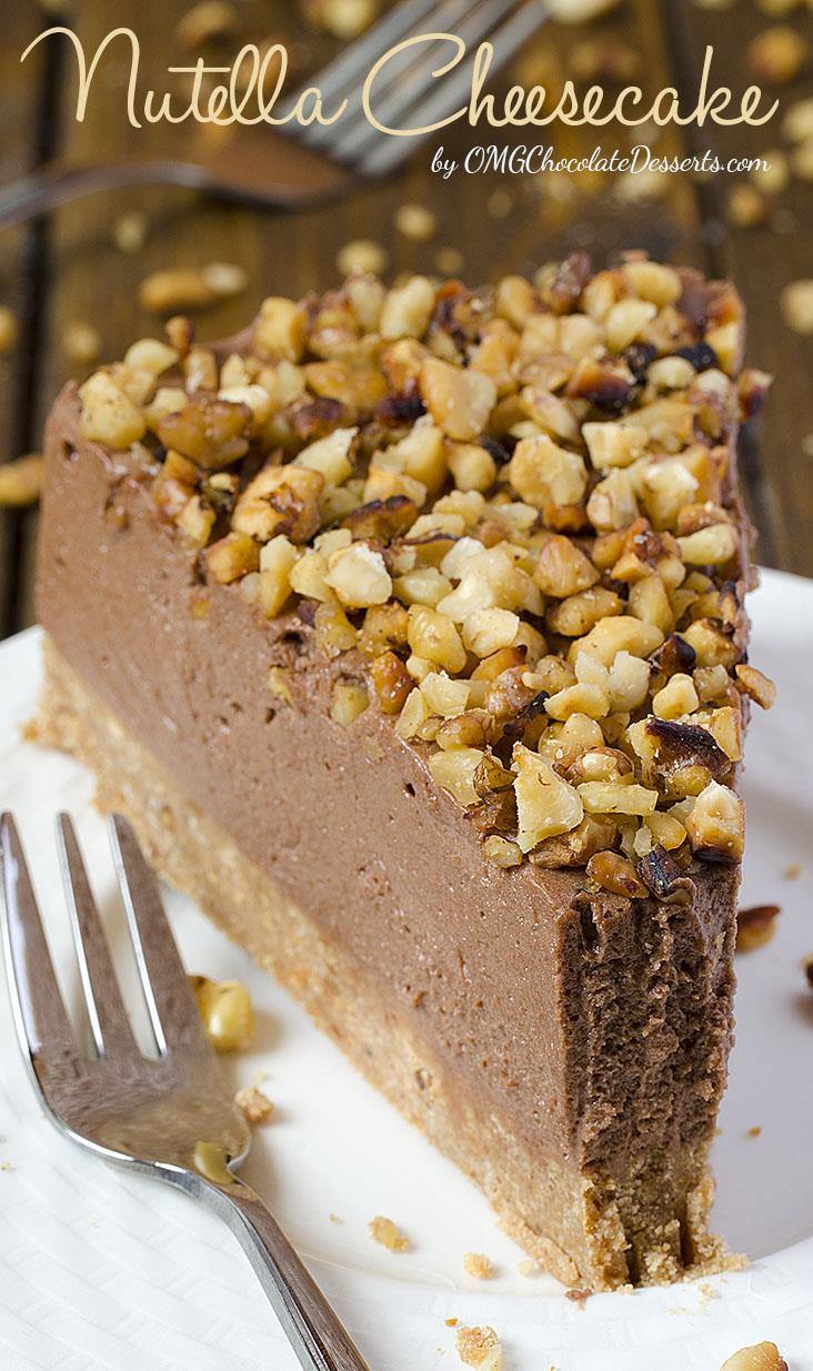 Quick but a decadent cake at the same time - Nutella Cheesecake. All you need is Graham Crackers, cream cheese, Nutella and some nuts, and only 40 minutes.