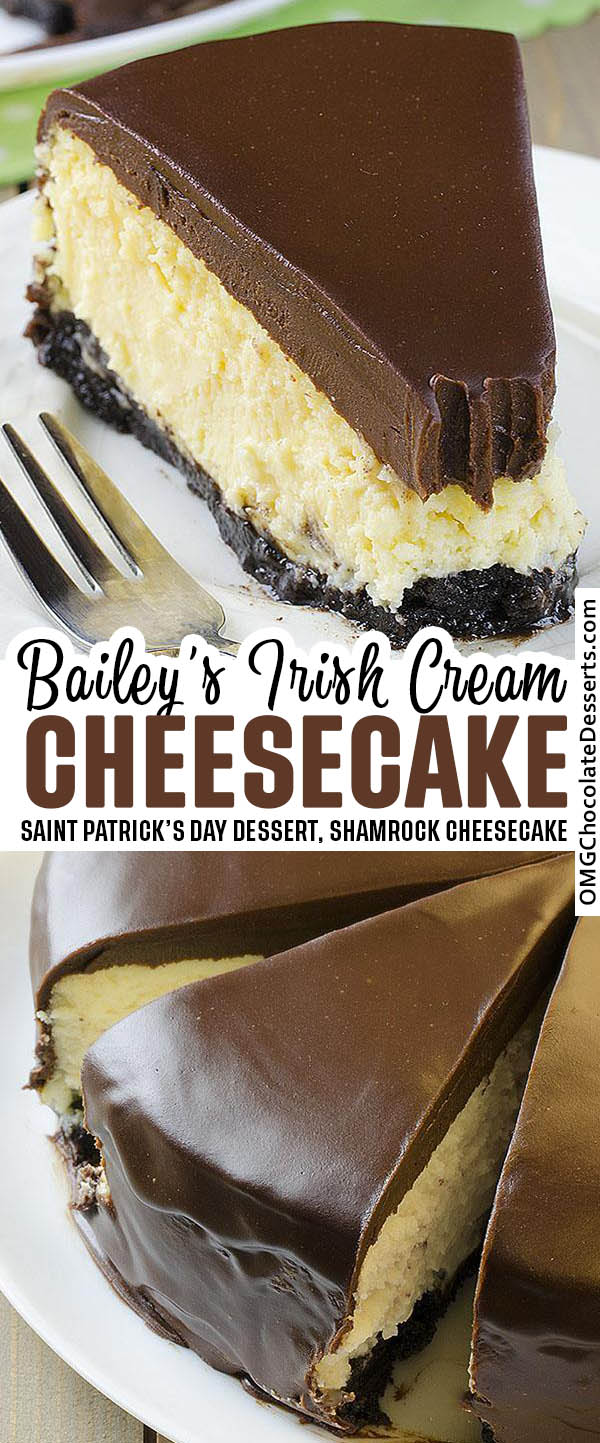 Extra decadent Baileys Irish Cream Cheesecake is the perfect grown-up dessert. Smooth and creamy with a delicious Irish cream flavor - perfect St. Patrick's day dessert.