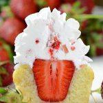 Image of Half sliced Strawberry Shortcake Cupcake