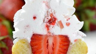 Image of Half sliced Strawberry Shortcake Cupcake