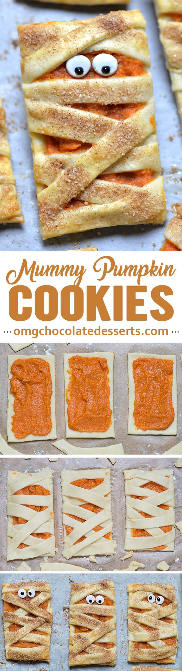 These delicious mummy pumpkin cookies are adorable and perfect for Halloween! So simple and easy to make, and perfect for parties!