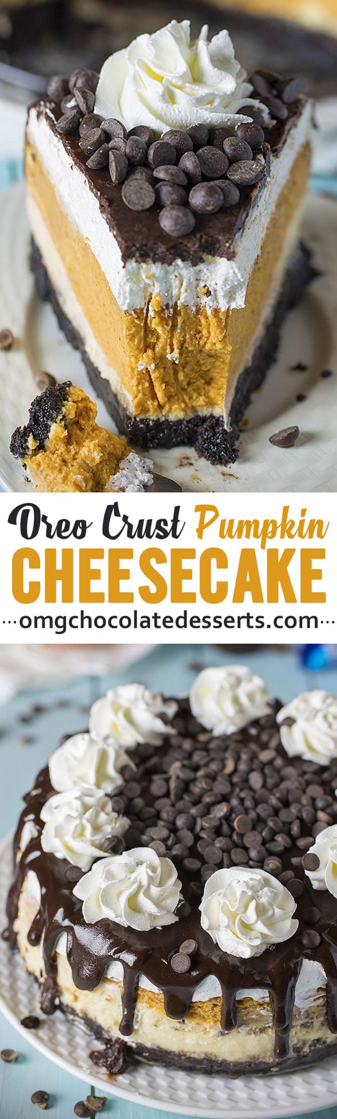 Pumpkin Cheesecake is a fluffy, creamy pumpkin cheesecake perfect for Thanksgiving! Easy to make with an Oreo base and beautiful fall flavours!