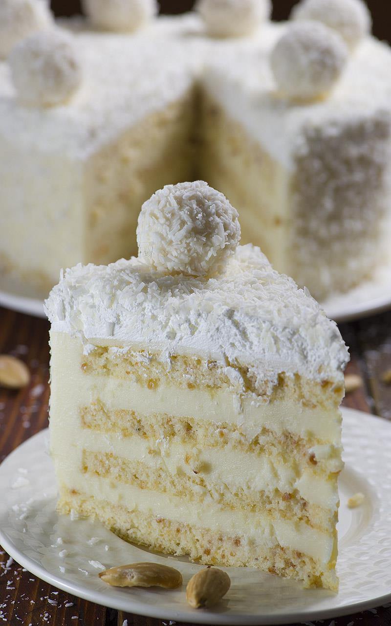 Almond coconut cake is delicious blend of almond, coconut, white chocolate and lemon flavors.