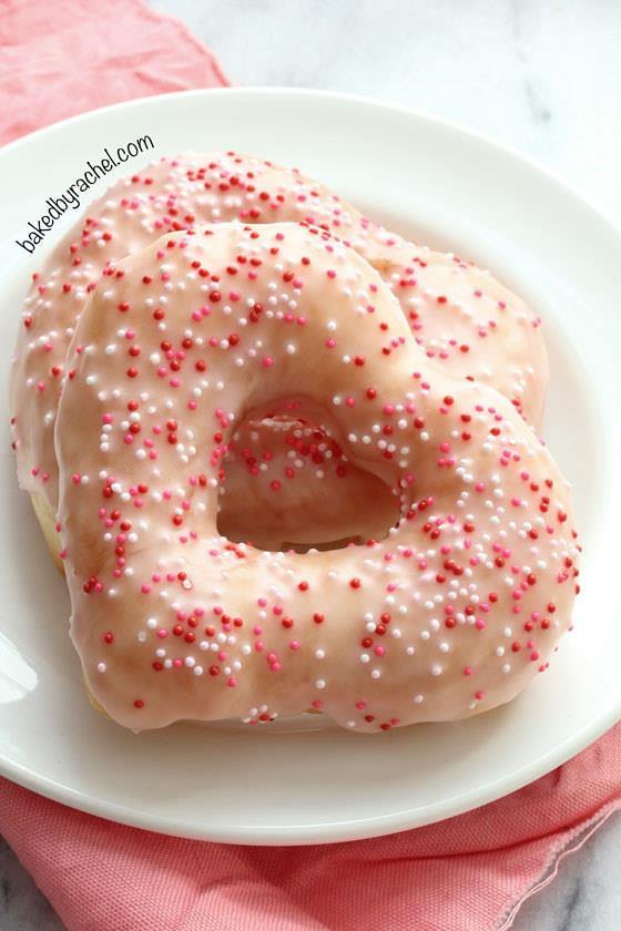 Strawberry Glazed Valentine Donuts