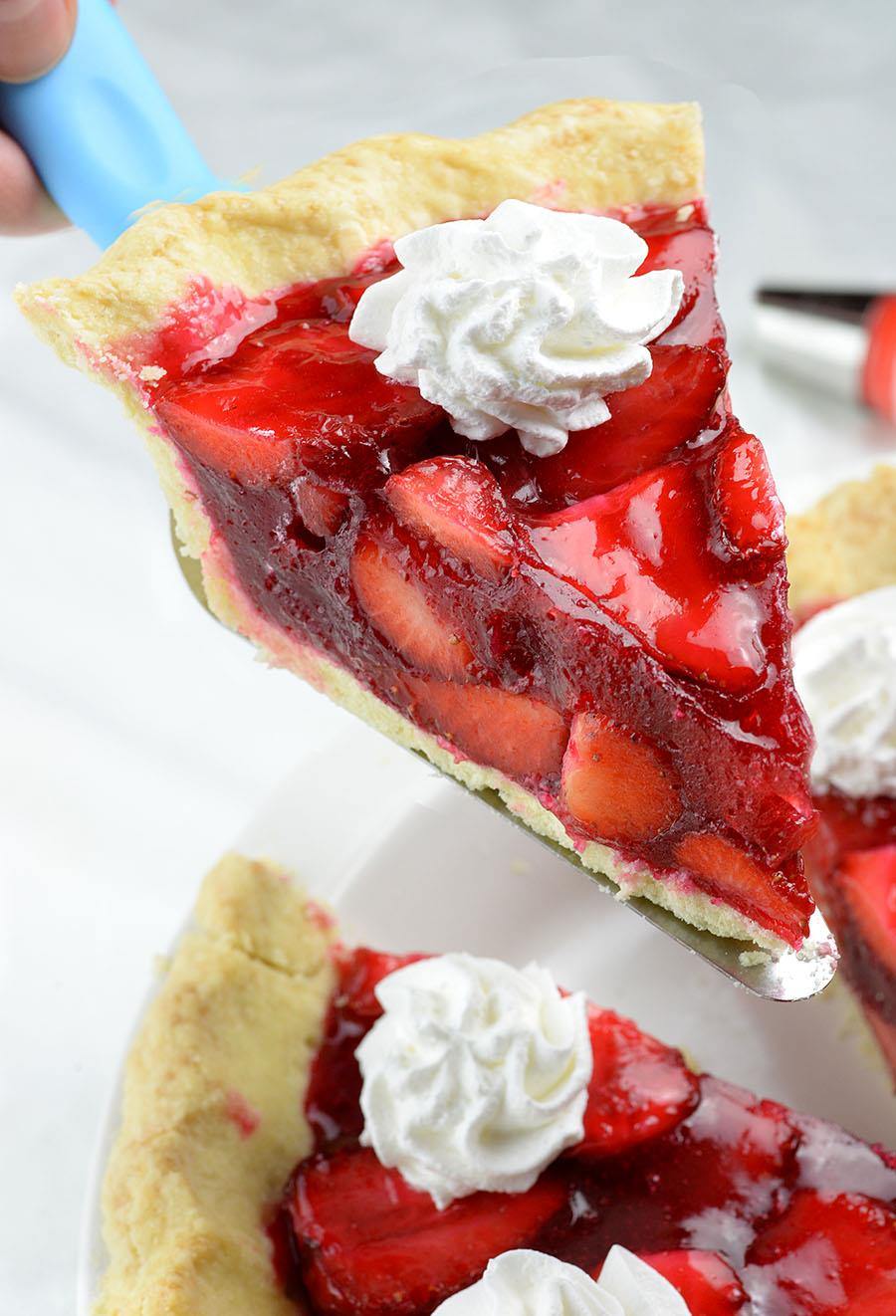 Fresh Strawberry Pie is delicious and easy summer dessert. Buttery pie crust, overloaded with fresh, juicy strawberries and gooey strawberry glaze.
