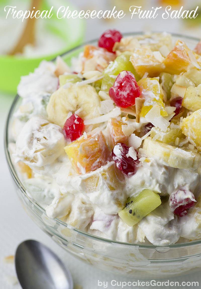 Tropical Cheesecake Fruit Salad - Refreshing cheesecake salad with tropical fruit will make you feel really special this summer.