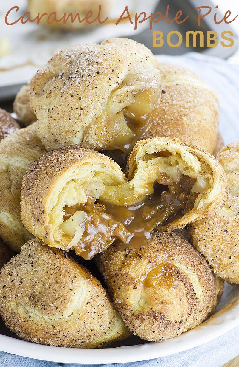 These awesome Caramel Apple Pie Bombs are the easiest dessert recipe (or at least Apple pie recipe) you’ve ever made and they are insanely GOOD!