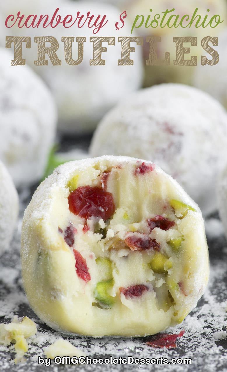 cranberry pistachio white chocolate truffles