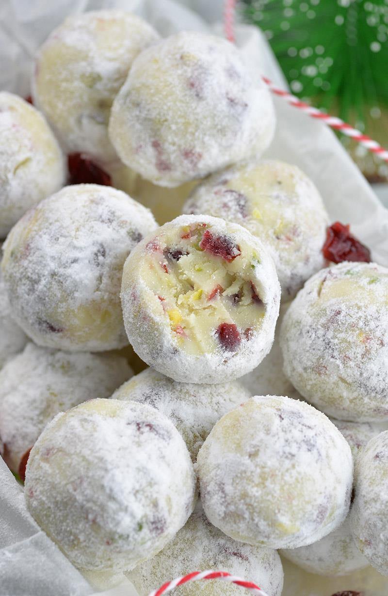 Cranberry Pistachio White Chocolate Truffles