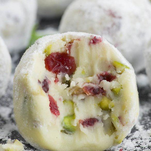 Cranberry Pistachio White Chocolate Truffles | A Christmas Dessert Recipe