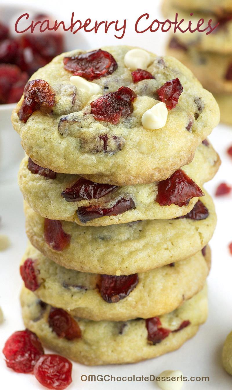 White Chocolate Cranberry Cookies - imagine a bunch of sweet and tangy dried red cranberries and white chocolate chunks held together with rich and buttery cookie dough. WOW!