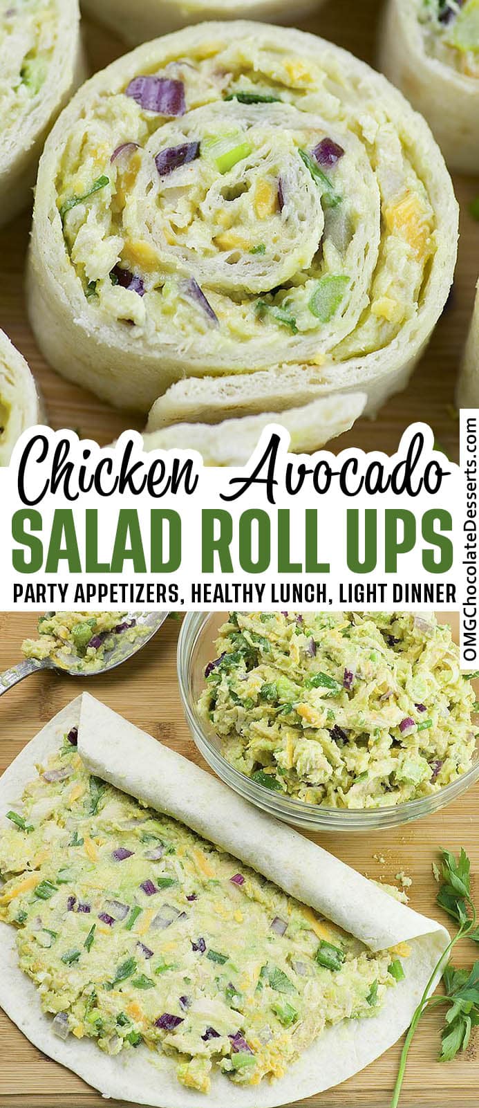 Chicken Avocado Salad Roll Ups