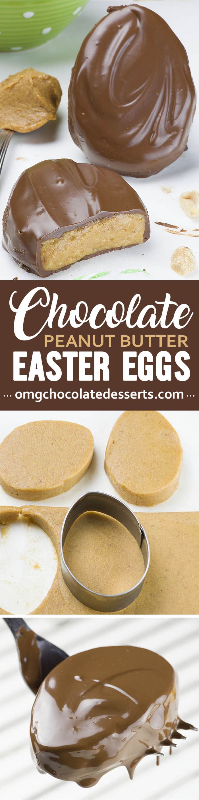 These Peanut Butter Eggs are a homemade copycat version of Reese's Peanut Butter Eggs, an Easter favorite. A smooth peanut butter filling covered in chocolate. Yummy !!!