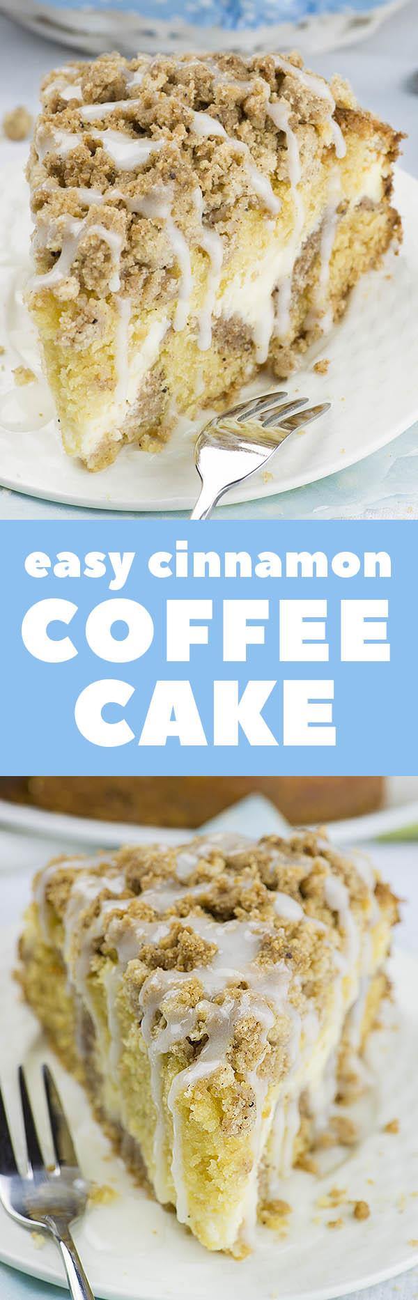 Easy Cinnamon Coffee Cake is simple and quick recipe for delicious, homemade coffee cake from scratch. Dessert or breakfast idea - it's your choice!