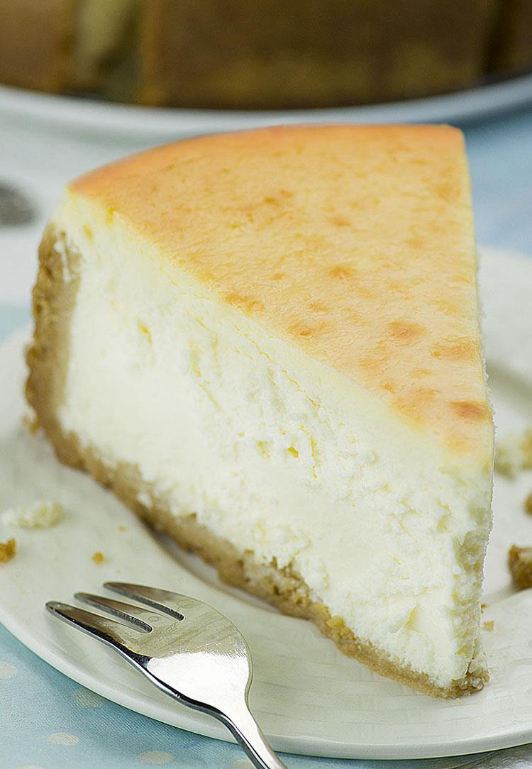 Classic New York-style cheesecake with graham cracker crust