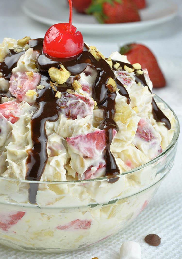 Banana Split Dessert Salad - OMG Chocolate Desserts