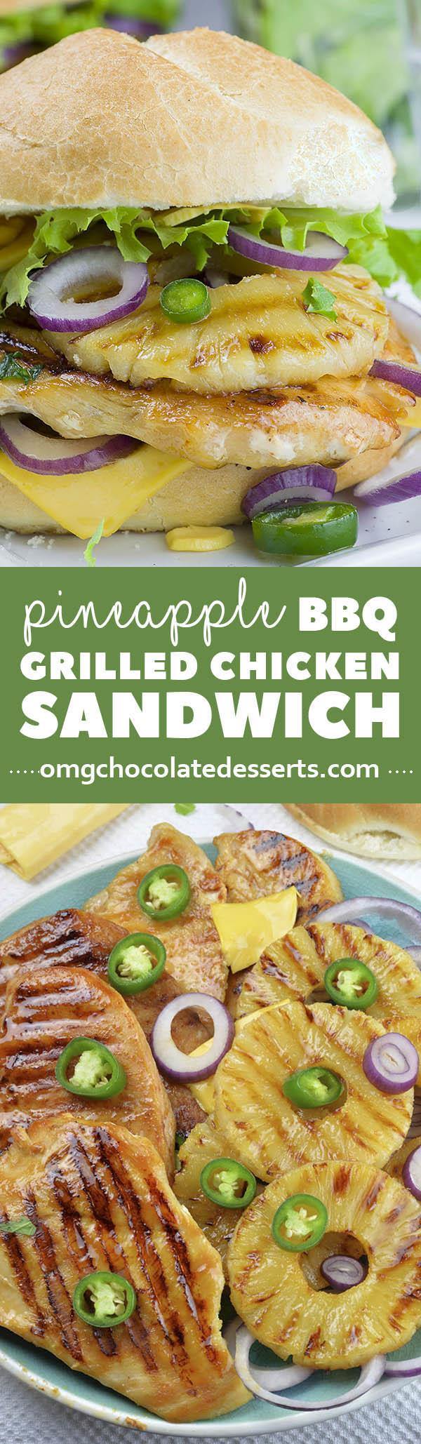 Pineapple Grilled Chicken Sandwich is healthy lunch idea for work or easy dinner for whole family. The recipe is super simple and quick.