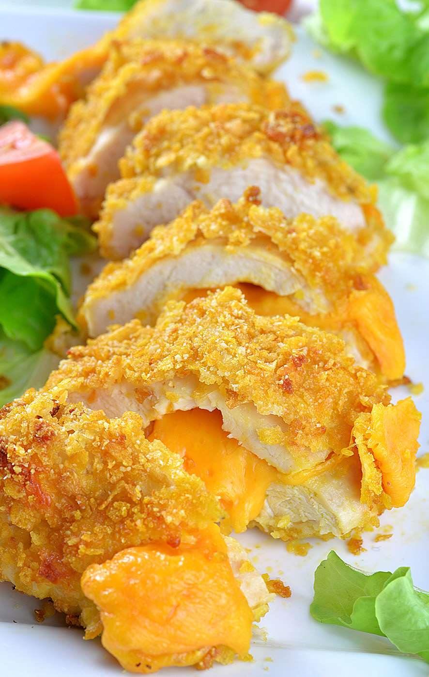 Crispy Baked Parmesan Chicken | Chicken Stuffed With Cheddar Cheese