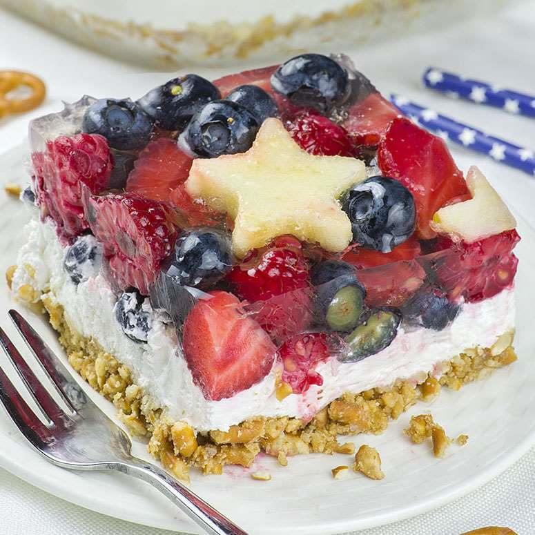 No Bake Summer Berry Pretzel Salad OMG Chocolate Desserts