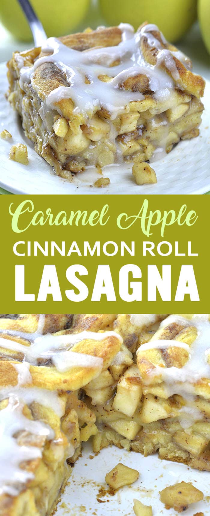 Caramel Apple Cinnamon Roll Lasagna collage-3 - OMG Chocolate Desserts