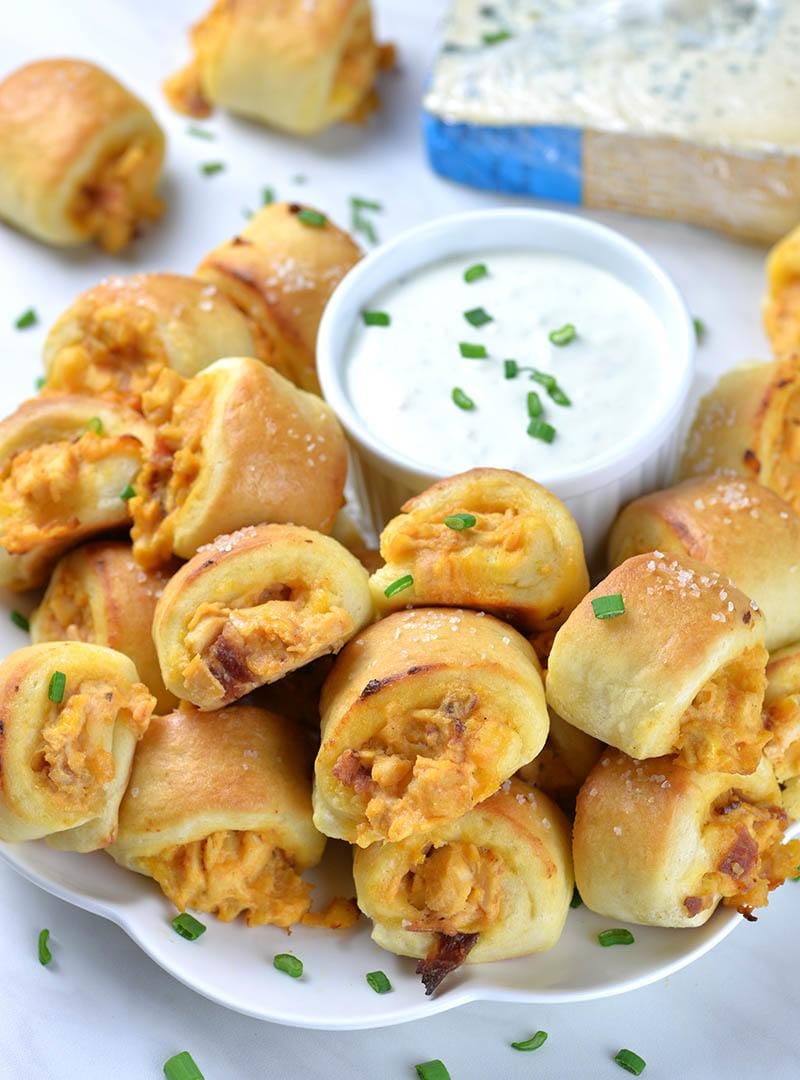 Buffalo Chicken Bites with Blue Cheese Dip | A Bite-Sized Pastry Appetizer