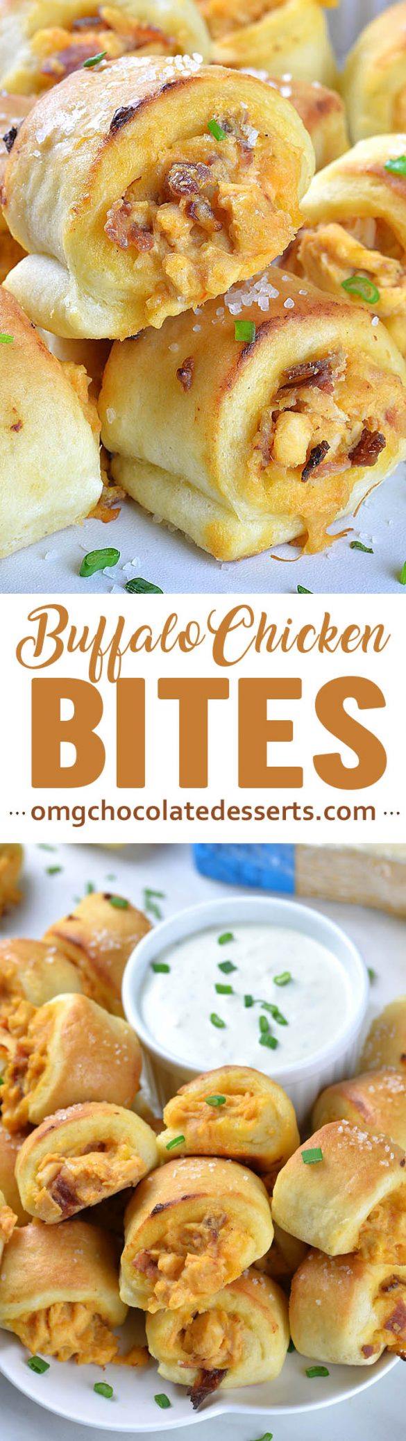 Buffalo Chicken Bites with Blue Cheese Dip | A Bite-Sized Pastry Appetizer