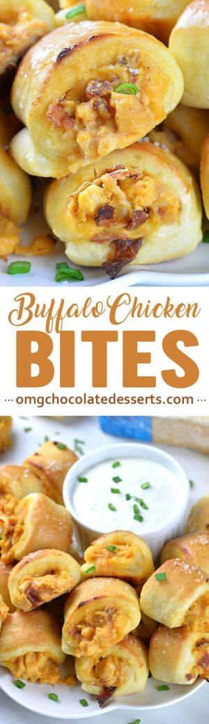 Buffalo Chicken Bites with Blue Cheese Dip | A Bite-Sized Pastry Appetizer