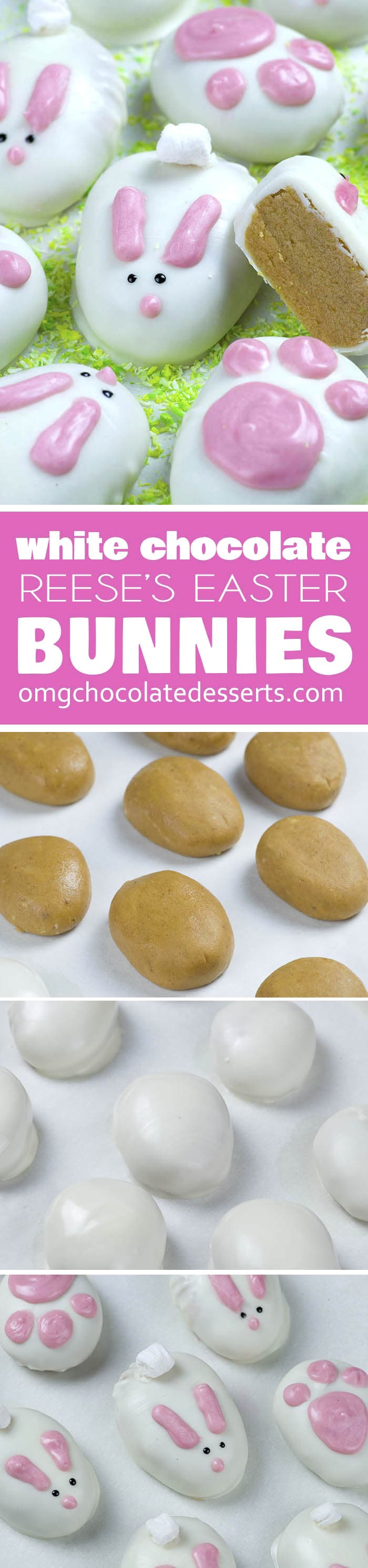 Easter desserts like these White Chocolate Reese’s Easter Bunnies will satisfy any sweet tooth and add festive flair to your Easter party or brunch. 