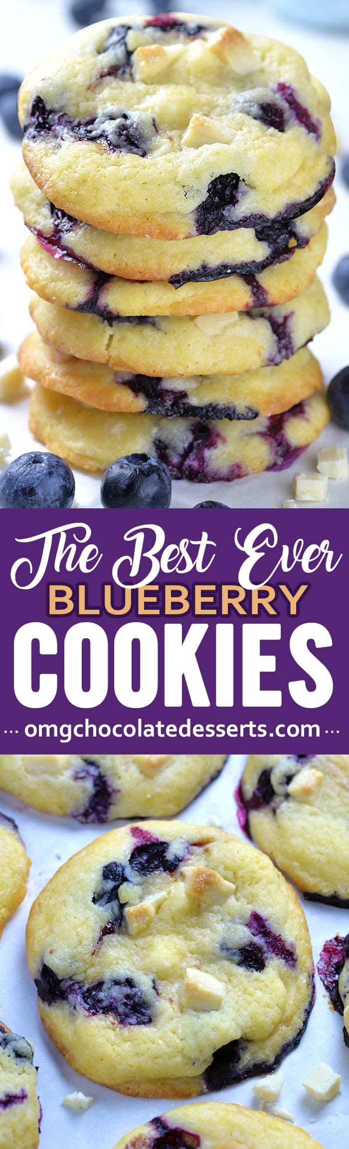 These easy blueberry cookies are also the best: light as air with crispy exteriors and soft, cream cheese and fruit-filled middles. Fruity, soft, and chewy cookie studded with creamy white chocolate chips.