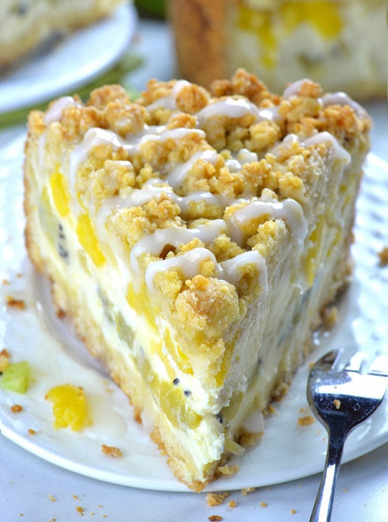 Tropical Fruit Cheesecake Crumb Cake | A Summer Cheesecake Recipe