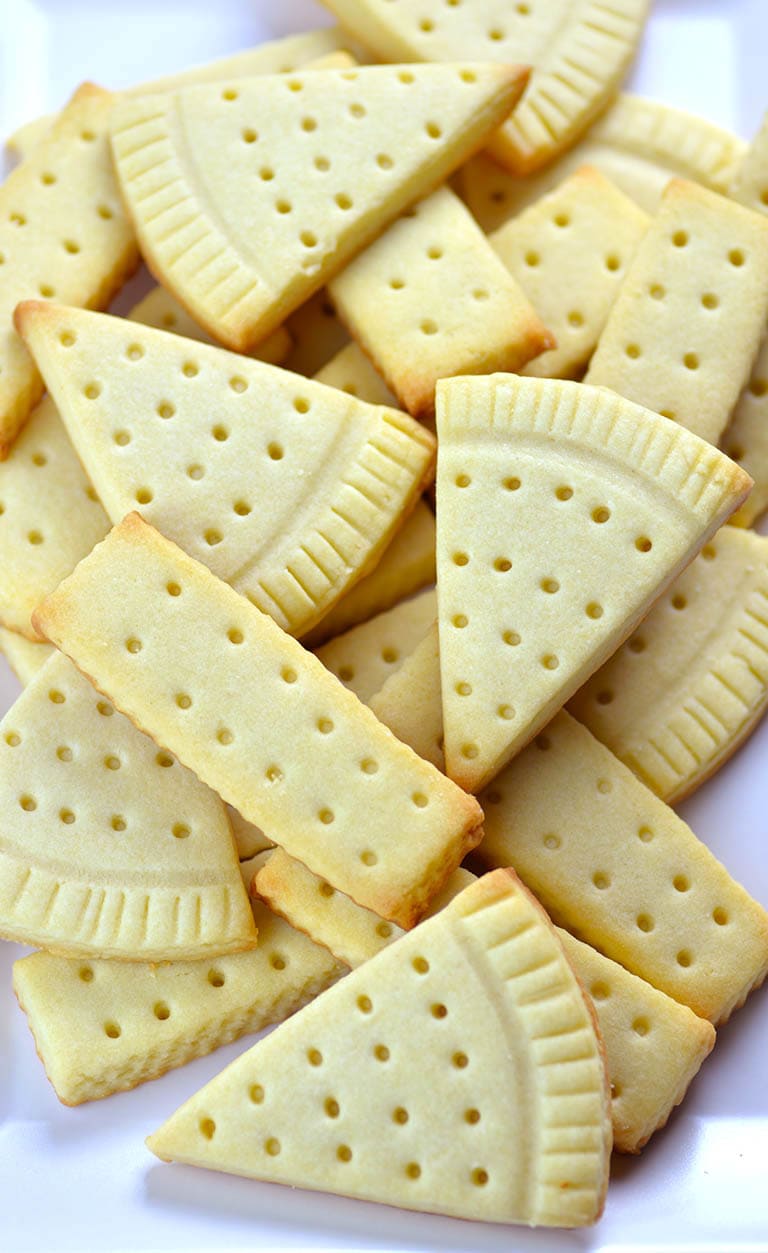 Bunch of Easy Shortbread Cookies laying on table.