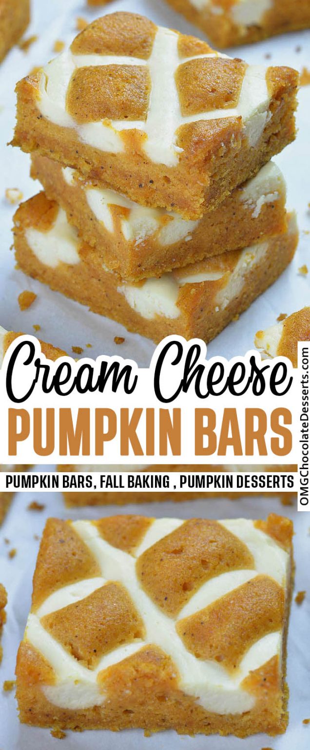 Pumpkin Bars with Cream Cheese - OMG Chocolate Desserts