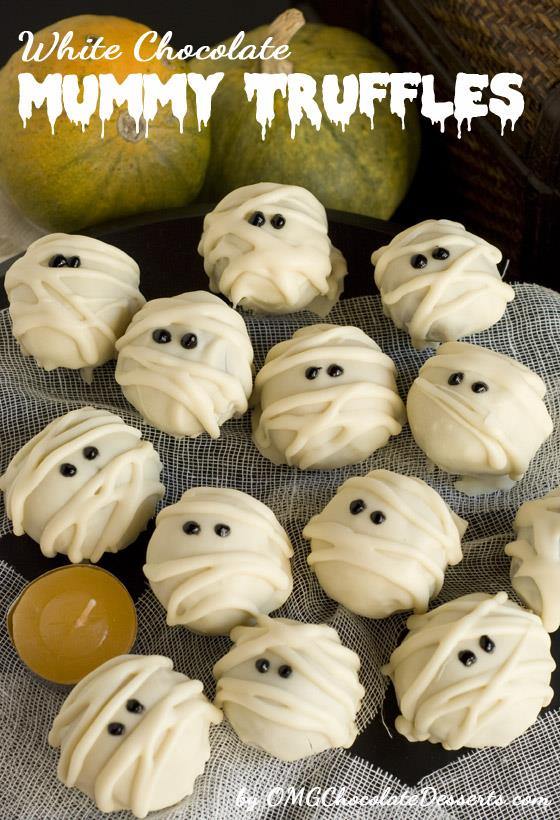 White Chocolate Mummy Truffles are fun and festive Halloween treat.