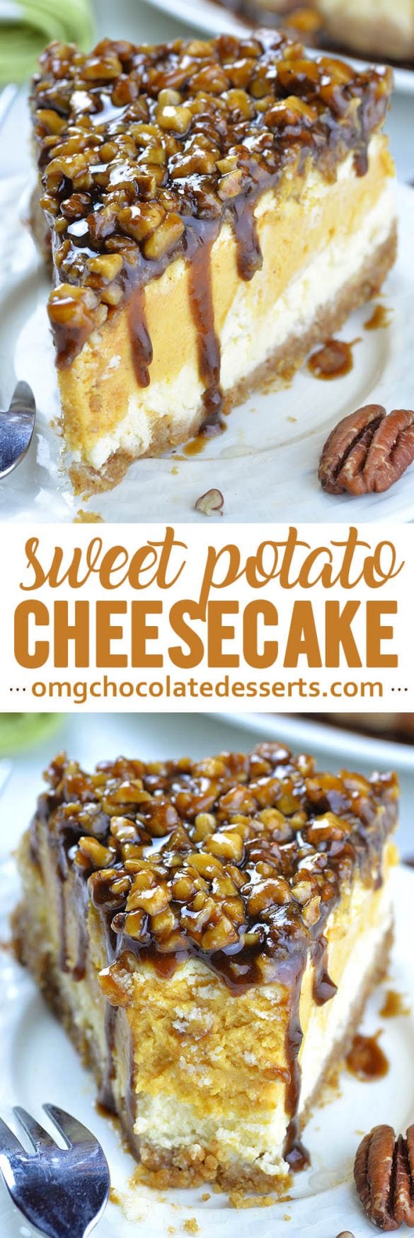 Sweet Potato Cheesecake with Pecan Topping - OMG Chocolate Desserts