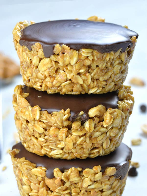 Peanut Butter Chocolate Oat Cups (No-bake/Vegan/Gluten-free)