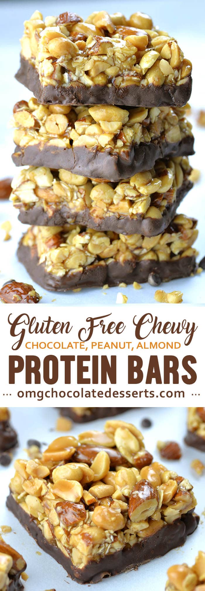Gluten Free Protein Bars with peanuts and almond are healthy snack, easy to grab on-the-go and made with all-natural wholesome ingredients!
