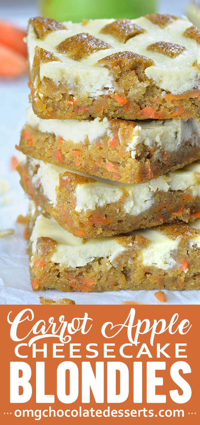 Carrot Apple Cheesecake Blondies is simple and easy dessert recipe for spring baking season. Incredibly moist and spicy carrot, apple and cheesecake combo is delicious snack.