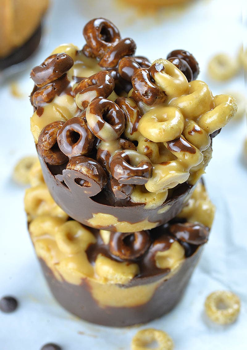 No Bake Chocolate Peanut Butter Cheerios Cups