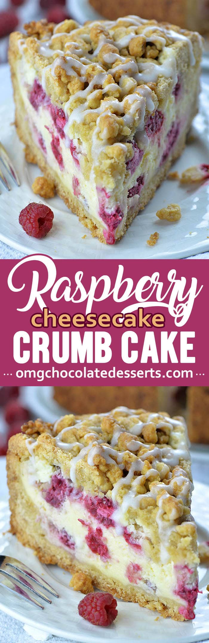 This Raspberry Cheesecake Crumb Cake is a great way to sneak delicious dessert hidden inside your breakfast cake.