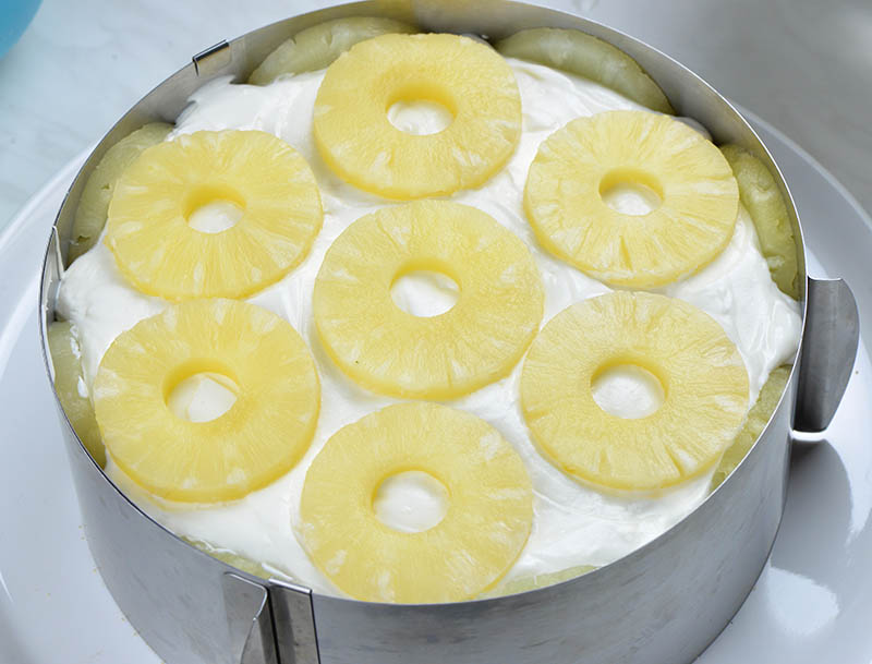 Pineapple cake in springform pan.