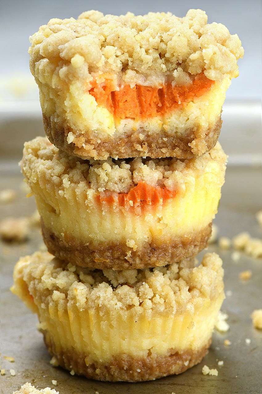 Mini Pumpkin Cheesecakes are the perfect choice for Thanksgiving table! You can easily double or triple the recipe and feed the crowd.