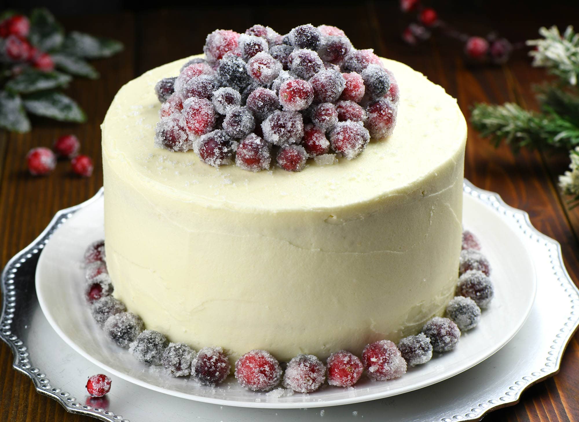 White Chocolate Cranberry Cheesecake Cake on a central place on your Thanksgiving or Christmas table!