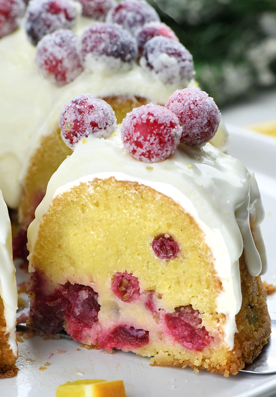 Cranberry Orange Pound Cake with White Chocolate and an Orange Glaze