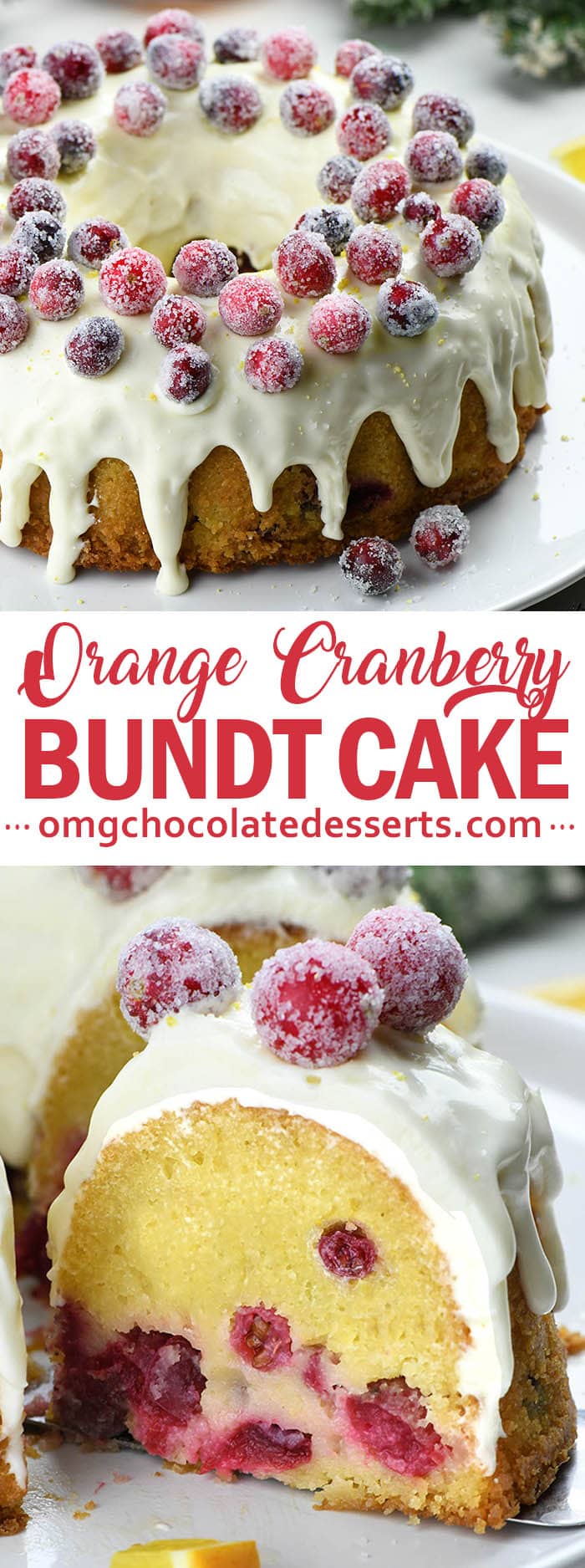Orange Cranberry Bundt Cake - super moist orange cake dotted with cranberries that simply scream Christmas.